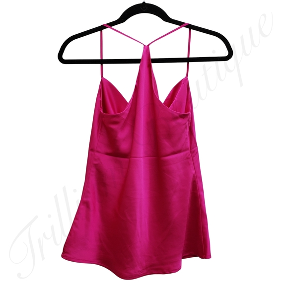 EXPRESS Women's Satin Racerback Cowl Neck Cami Neon Berry (Pink) XS - Picture 2 of 2